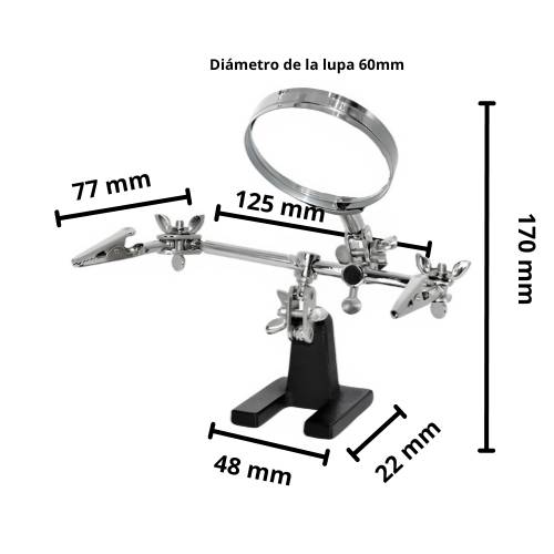 Dimensiones Soporte con Lupa y Pinzas